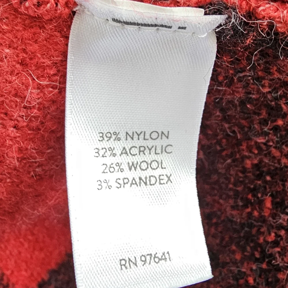 J. JILL Womens Red & Black Buffalo Plaid Wool Blend Button Up Cardigan - 2X - Picture 5 of 6